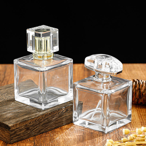 Factory In Stock 100ml Transparent Square Glass Press Spray Perfume <b>Bottle</b> Luxury Refillable Fragrance <b>Bottle</b> - Product Image 3