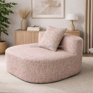 Chenille <b>Upholstered</b> Moon Shaped Sofa Accent <b>Chair</b> - Product Image 2