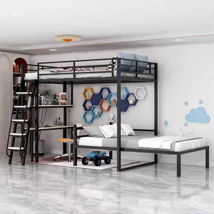 Lit superposé double ADORNEVE avec bureau, 4 tiroirs en tissu, lumières LED, station de charge, garde-corps de sécurité, échelle, pour enfants/adolescents, blanc, sans boîte - Product Image 5