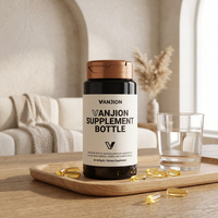 Flacon de complément alimentaire de 250 ml, conteneur de capsules en plastique ambré de qualité alimentaire, surface mate, logo personnalisé, emballage de pilules pour les soins de santé