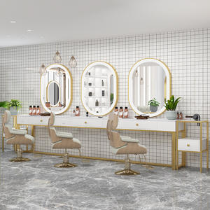 <span class=keywords><strong>Table</strong></span> de manucure Maokangyun, célèbre sur Internet, miroir double face, design contemporain, dessus en cuir, surface en pierre, écologique - Product Image 3