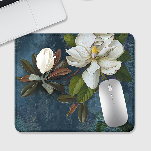 Custom Shape Printing Mouse Mat Magnolia Jasmin Blue Mouse Pad Print Logo Multifunction Mat Game Pad Gaming Sublimation Mousepad
