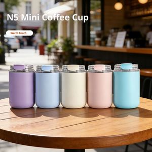แก้วกาแฟขนาดเล็ก N5 รุ่น L260513 ความจุ 280 มล. แบบสองฝา 304 สแตนเลสสตีล เก็บอุณหภูมิ พร้อมหลอดดูดและแปรงทำความสะอาด ดีไซน์มินิมอล เหมาะสำหรับใช้ที่โรงเรียน บ้าน หรือที่ทำงาน - Product Image 4