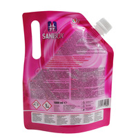 Grands sacs de détergent liquide de 1000ml avec logo personnalisé pochette à bec debout avec lessive rose pour emballage en plastique pour congélateur
