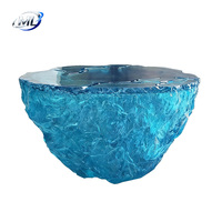 Table basse design moderne et durable pour salon, style européen, haut de gamme, artistique, en résine bleue « Cœur Océan », design personnalisable