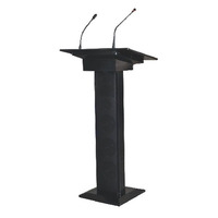 QQCHINA PA T-100 100W Podium de conférence avec deux microphones à col de cygne et amplificateur intégré pour système de sonorisation