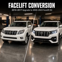 Pièces de voiture : Pare-chocs avant et phares pour Toyota Prado 150 FJ150 (2010-2017), kit carrosserie de mise à niveau facelift 2020-2023, accessoire de tuning