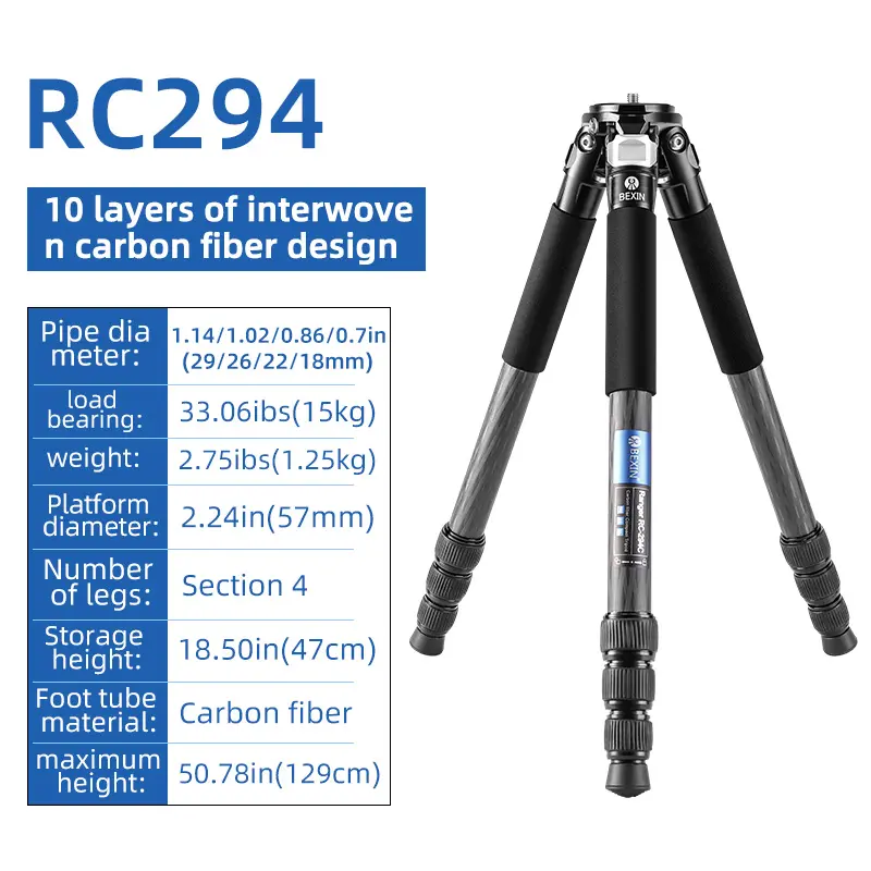 BEXIN-trípode profesional de fibra de carbono para cámara de vídeo dslr, de alta calidad, hecho en casa, con cardán, para ver aves