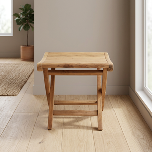 Tabouret de jardin pliable en bois réglable, aspect teck moderne, et pouf de patio, siège d'extérieur - Product Image 5