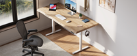 Bureau debout électrique ergonomique moderne extensible en bois convertible avec panneau mural intégré pour la maison, le bureau et l'école – Noir/Blanc