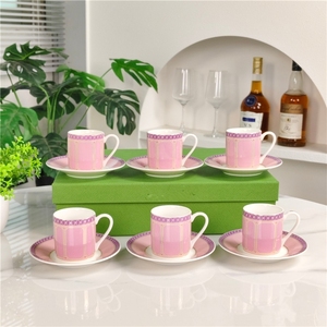 Factory Wholesale Classic pink Bone China Concentrated 6 <b>Cup</b> and Saucer Afternoon Tea <b>Cup</b> <b>Set</b> with Gift Box Luxury Eco-Friendly - Product Image 1