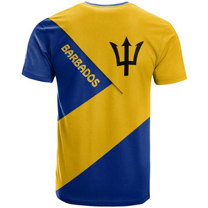 Personalizado de gran tamaño de manga corta Barbados escudo armas bandera Deporte Camiseta suelta ajuste Casual impresión Digital Top gráfico cuello redondo largo - Product Image 5