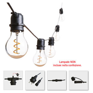 Catena di 10 Portalampade E27 - Nera 11,5 Metri - Product Image 1