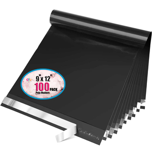 Enveloppes en polyéthylène GTU noires 6x9 pouces 0,5 mil d'épaisseur 100 pièces auto-adhésives gaufrage/débosselage personnalisables sacs d'expédition pour vêtements - Product Image 1