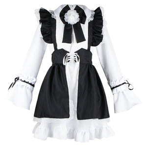 Traje de sirvienta de anime para mujer, vestido lolita con lazo y encaje, disfraz para adultos para fiesta de cosplay - Product Image 5