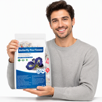 Sachets de thé aux fleurs de pois papillon bleues séchées, sachets de thé pyramidaux floraux naturels, boisson aux herbes changeant de couleur, 1,5g*30 sachets par pochette