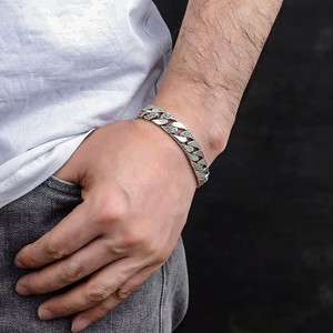 สร้อยข้อมือเงินแท้ S925 สไตล์พังก์ เงินเปล่า แฟชั่นเกาหลี สร้อยข้อมือคู่รัก สามารถสลักชื่อได้ สำหรับเป็นของขวัญให้แฟนหนุ่ม - Product Image 3