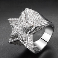 Bague Étoile en Argent Sterling 925 Plaqué Or avec Moissanite VVS et Certificat GRA pour Hommes et Femmes – Collection Joaillerie Fine
