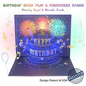Cartes d'anniversaire 3D pop-up avec lumières LED musicales - Cartes de vœux Joyeux Anniversaire pour <span class=keywords><strong>cadeaux</strong></span> d'anniversaire, message de remerciement, fabriqué en Chine - Product Image 3