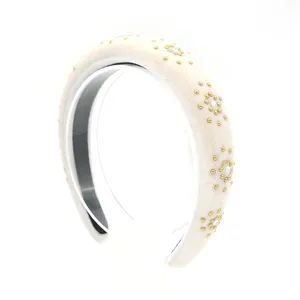 Finestyle-diademas de diseñador de lujo, diademas de esponja acolchadas barrocas con diamantes de imitación, cristales y perlas