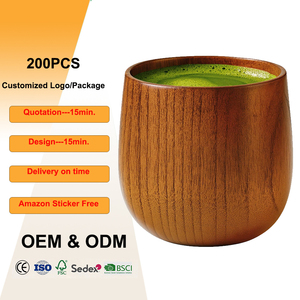 Tasse à thé/café en bois <span class=keywords><strong>de</strong></span> jujube couleur bois naturel style japonais, bouteille ventrue en bois, tasse à whisky, tasse à matcha en bois pour usage quotidien - Product Image 1