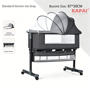 Cuna Plegable Portátil para Bebé en Gris Claro y Gris Oscuro, Cama Multifuncional para Recién Nacidos, Cuna Colecho - Product Image 2