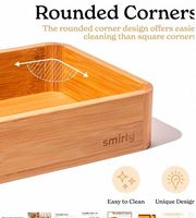 Ensemble d'organisateurs de tiroirs en bambou, 5 pièces, boîte de rangement extensible pour ustensiles de cuisine, fournitures de bureau, bijoux, séparateur de tiroir pour chambre à coucher