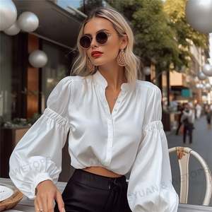 Camicie oversize Neswest formale <span class=keywords><strong>a</strong></span> <span class=keywords><strong>maniche</strong></span> lunghe top bianco manica <span class=keywords><strong>a</strong></span> <span class=keywords><strong>palloncino</strong></span> formale camicetta da donna abiti Boutique camicie da donna - Product Image 5