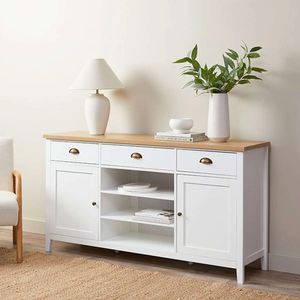 Buffet moderne en chêne de couleur blanche avec grande <span class=keywords><strong>commode</strong></span> de rangement pour le salon - Product Image 6