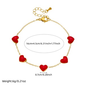 Heart Shaped Gold Plated <b>Bracelet</b> <b>Red</b> Charm Unisex Jewelry Gift Accessory - Product Image 4