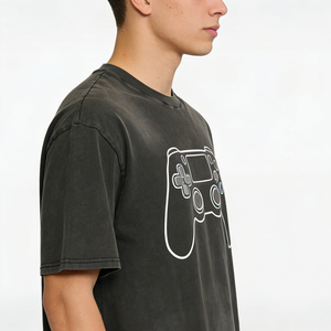 T-shirt da uomo con controller <span class=keywords><strong>di</strong></span> gioco, oversize, in cotone nero, Pixel Art Game Fashion - Product Image 3
