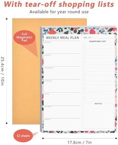 Vert Floral 52 planificateur de repas non daté bloc-notes magnétiques à feuilles mobiles pour <span class=keywords><strong>la</strong></span> préparation de repas hebdomadaire en famille réfrigérateur <span class=keywords><strong>1</strong></span> paquet <span class=keywords><strong>liste</strong></span> de courses <span class=keywords><strong>1</strong></span> paquet - Product Image 2