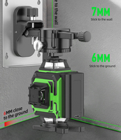 Niveau laser industriel 4D à faisceau vert 16 lignes 360 ° Mesures de précision DIY Puissance de la batterie Niveau laser rotatif pour la construction