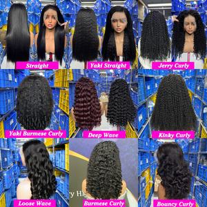 12A Double tirage crépus bouclés 13x4 dentelle frontale perruque de cheveux birman Curl perruques de cheveux humains couleur naturelle vague profonde perruque de cheveux - Product Image 5
