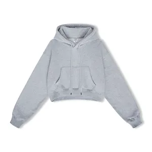 Tùy Chỉnh Drop Shoulder Hoodies 345gsm Bông Lông Cừu Cắt Top Hoodies Cho Phụ Nữ