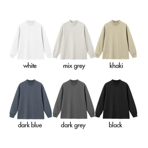 Vendita calda da uomo <span class=keywords><strong>felpe</strong></span> 290GSM a collo finto <span class=keywords><strong>Streetwear</strong></span> tinta unita in cotone poliestere collo a coste rilassanti felpa da uomo - Product Image 3