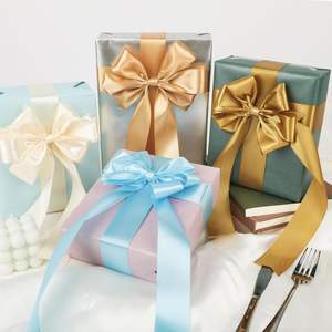 Factory Wholesale <b>Christmas</b> Customized Solid Color Double Sided Gift Red Printed Satin <b>Ribbon</b> With 1cm 2.5 cm 4 cm 10 cm - Product Image 2