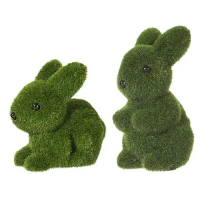 2024 Hot Selling 2Pack Grillige Paasmos Tinny Bunny Lente Flocking Konijn Tafelblad Ornamenten