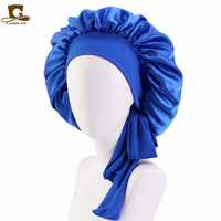 Uding source ruban extensible couleur T-bow bonnet de nuit en soie turban chapeau JDB-301L