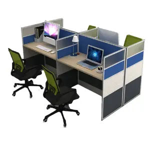 OEM أثاث مكتبي عصري تصميم 4 شخص الحديثة مقصورات المكاتب مع محكم الزجاج ل مركز الاتصال مقصورات استخدام