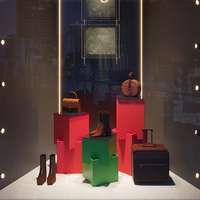 Présentoir I410 pliable et mobile pour exposition au sol, avec accessoires en papier pour vitrine et aménagement paysager