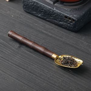 Ebony Alloy <b>Tea</b> Spoon With Bamboo Handle Heat Resistant For Kung Fu <b>Tea</b> <b>Set</b> - Product Image 4