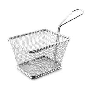 Mini cestino quadrato in acciaio inox con manico per friggere e servire - Product Image 1