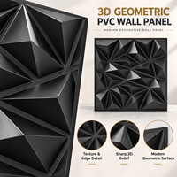 Panneau mural en PVC géométrique 3D noir, revêtement mural décoratif insonorisant pour salon, chambre, hôtel, bureau, intérieur