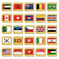 Bracelet élastique américain en acier inoxydable plaqué or Drapeaux du monde Charms italiens Charms Rectangle Flag Charms for Jewelry Making