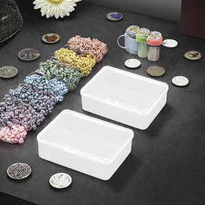Farmer Mani 2 Pcs Lightweight Modern Small Plastic <strong>Rectangular</strong> <strong>Clear</strong> Storage <strong>Containers</strong> Box Lid for Collecting Items Game Pieces - Product Image 3
