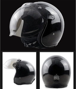 Casque de moto rétro en fibre de carbone certifié DOT, nouveau casque de cyclisme demi-ouvert pour l'extérieur - Product Image 2