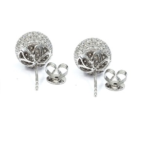 Boucles d'oreilles clous en or blanc 18 carats massif avec diamants naturels VS, pavé de diamants, sur mesure, fabricant de luxe, cadeau de mariage - Product Image 3