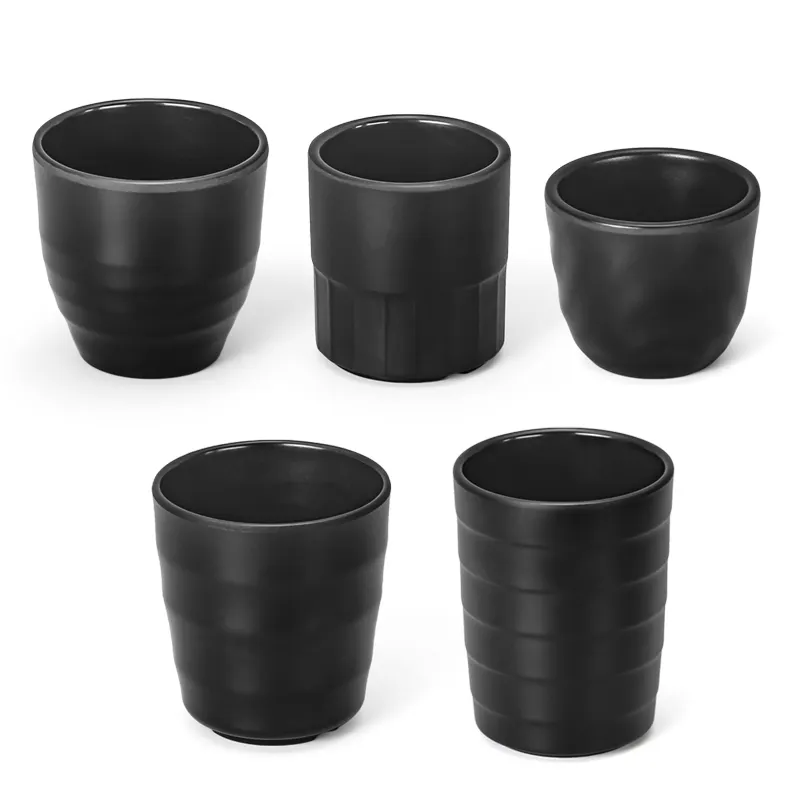 Оптовая продажа, Заводская поставка, черная матовая чашка для напитков в ресторане, пластиковая чашка для воды и ужина, чашка для чая из меламина