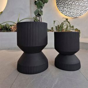 Concrete Nordic Round Black Oval Large Cement Outdoor <b>Planters</b> Flower Pots <b>Planters</b> for Indoor Plants - Product Image 3